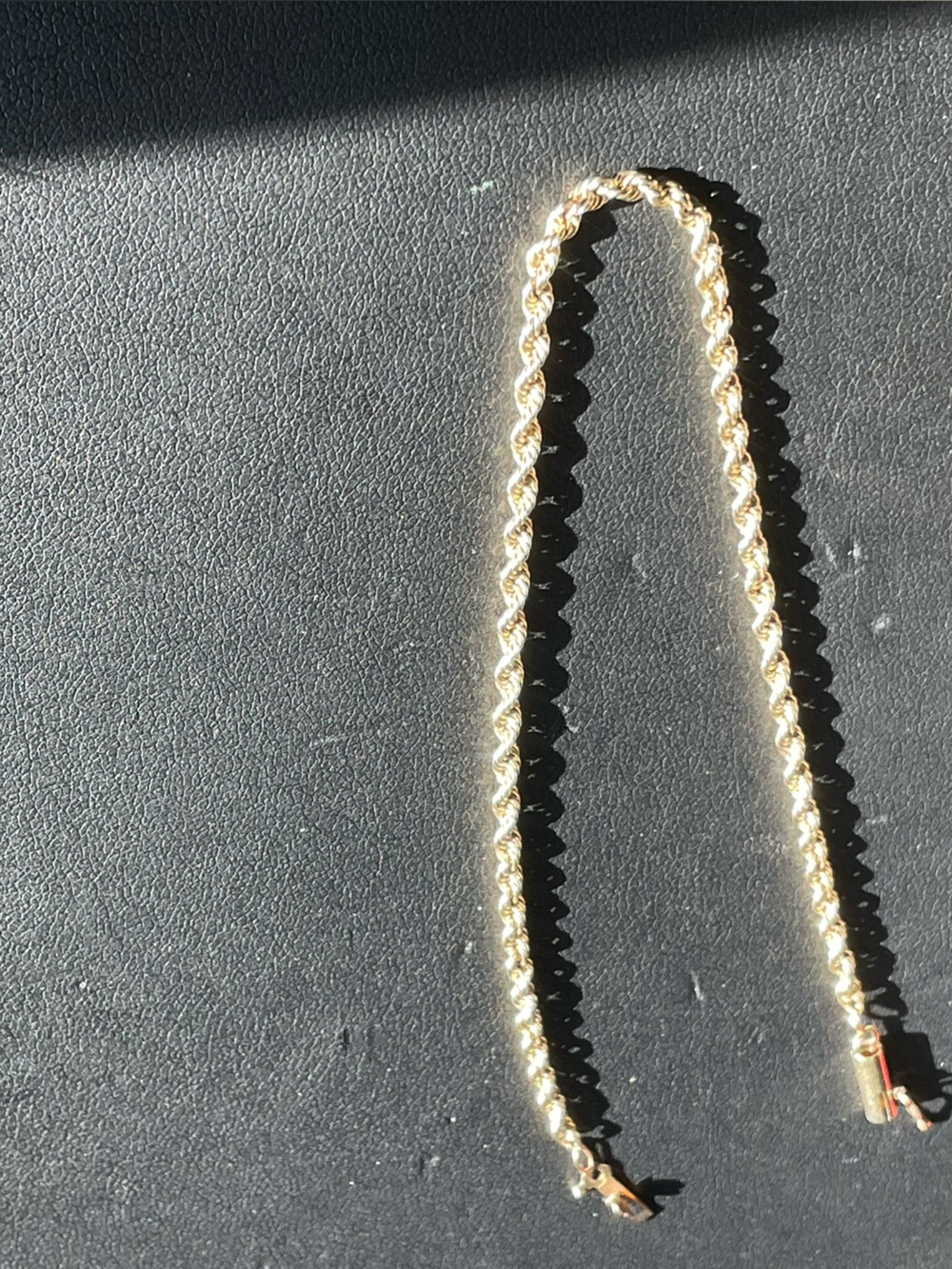 8” solid Stamped 14KT Gold Rope Chain Bracelet double clasp.4.37 grams - Picture 8 of 10